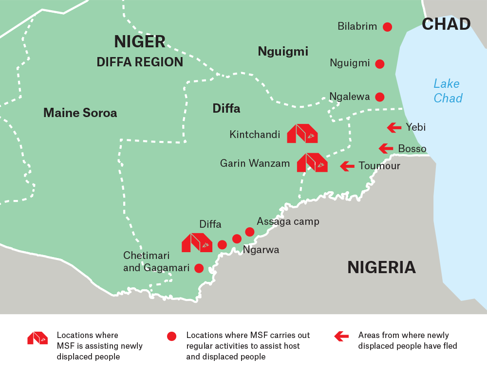 Map of MSF activities in Diffa