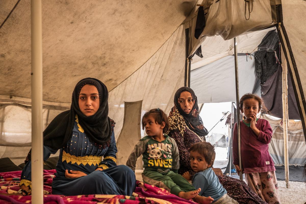 People displaced from Raqqa at Ain Issa camp