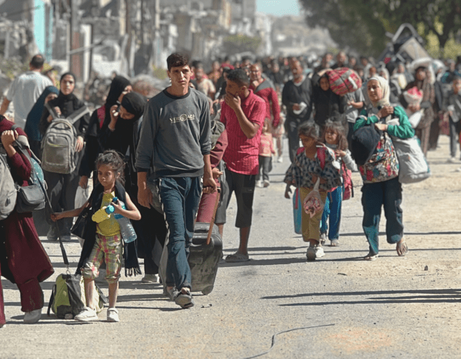 Displaced Palestinians in Gaza.