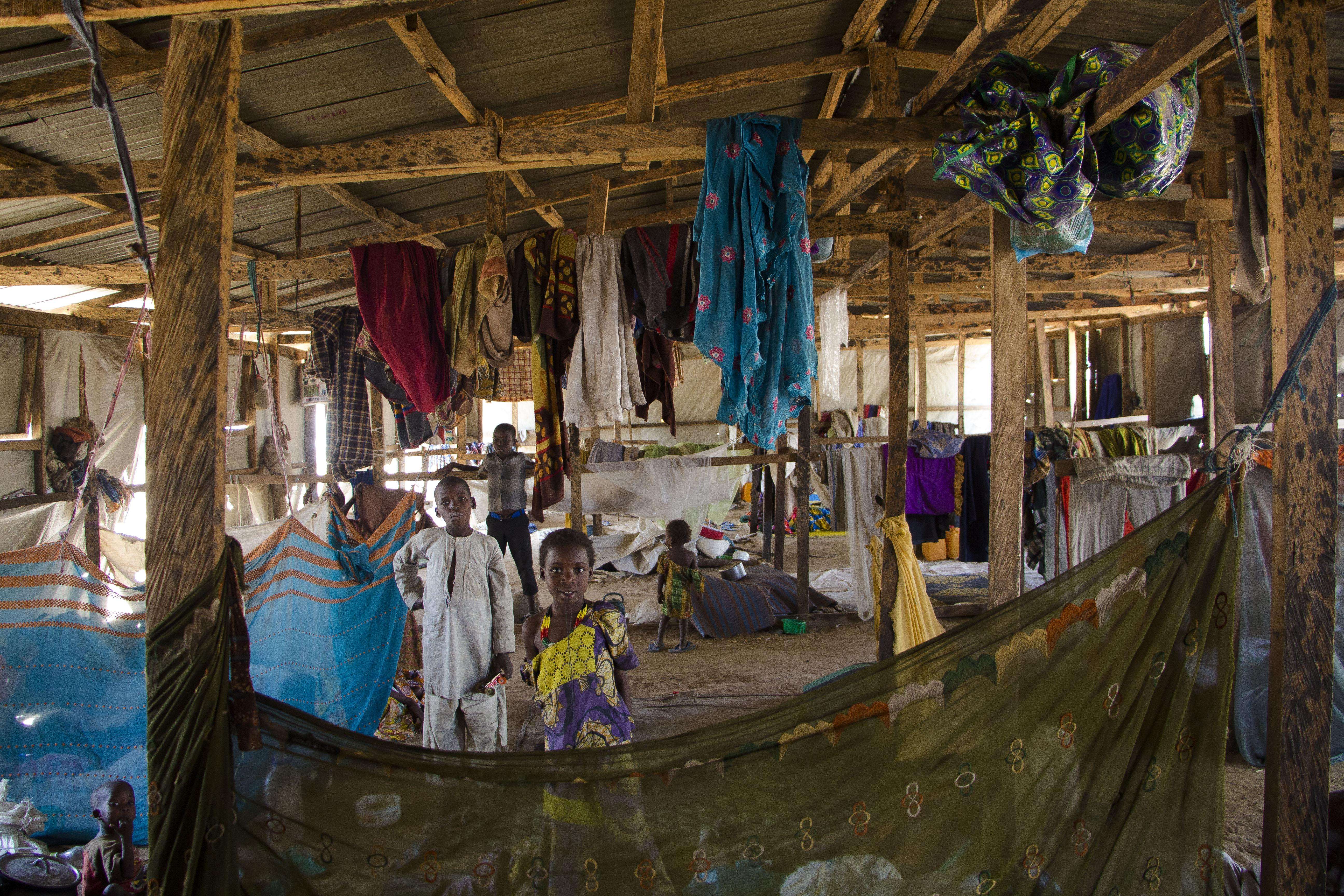 Inside a shelter for internally displaced people in Bama.