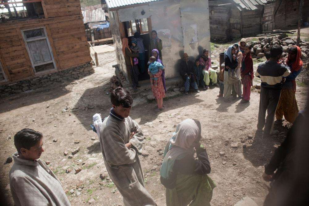 Patients at MSF health post in Bowen, Kupwara where basic health care and mental health counselling is provided to the local population, Kupwara, Kashmir, India on April 07, 2010