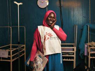 Bakhita, a health promoter in the Doro camp hospital. 