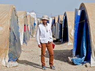 Ali, pictured, is head of community health workers for Doctors Without Borders/ Médecins Sans Frontières (MSF) in Qayyarah, northern Iraq. 