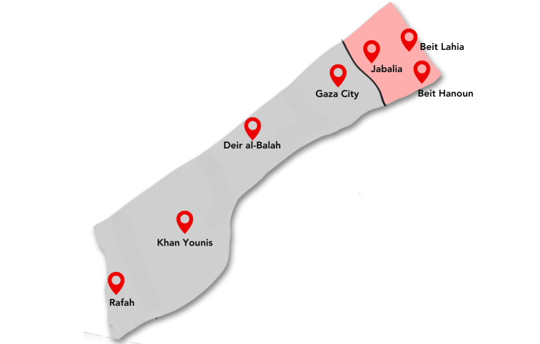 Map of northern Gaza