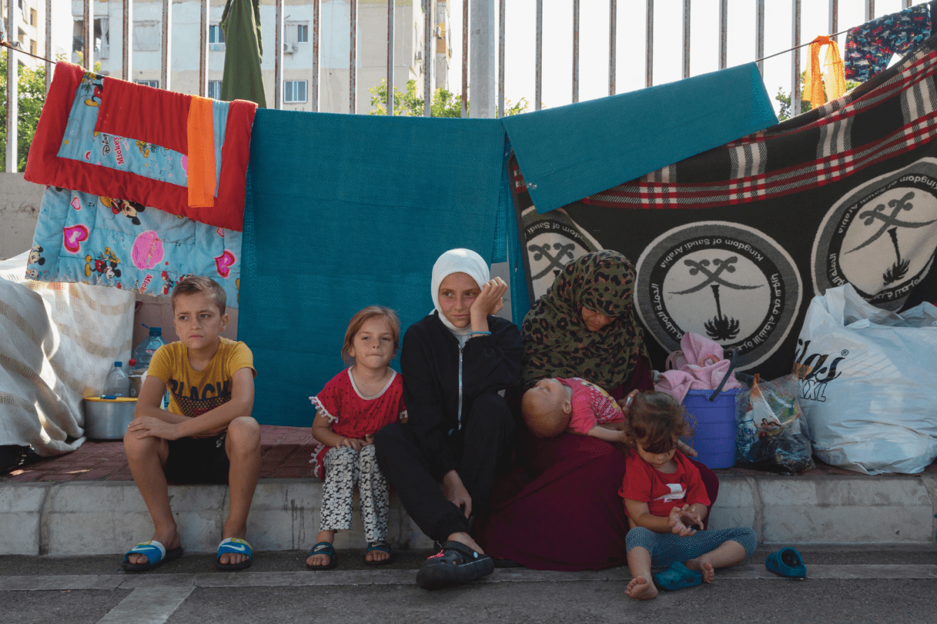 A displaced family in Lebanon.