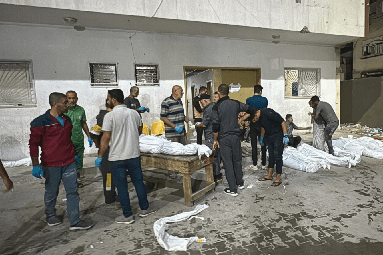 Body bags in northern Gaza.