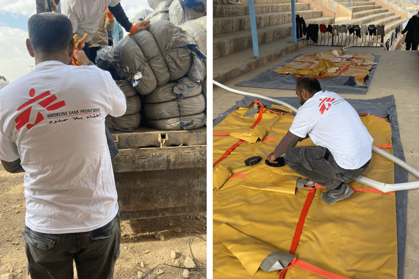 MSF staff unload supplies in Syria.