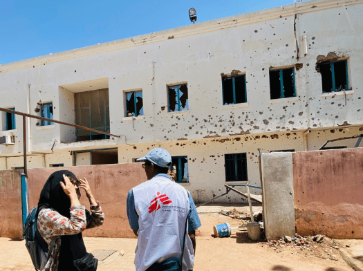 MSF teams reassessing the damage at an MSF-supported health facility in Sudan, following a looting and storming incident.