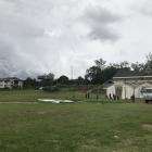 A field with a hospital being built